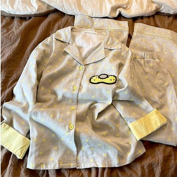 DUYI~夢詩 睡衣女可愛酷貓波點春秋新款慵懶少女長袖長褲高級感家居服兩件套