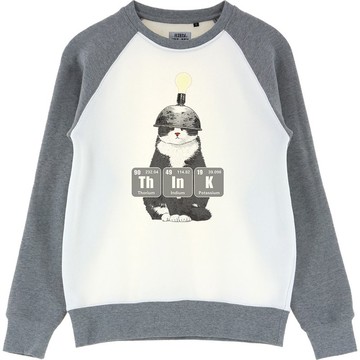 AMO凡物制原創2018 秋冬新款衛衣男女潮寬松圓領抓絨/阿科/思考貓