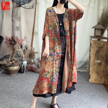 子曰棉紗國風長款防曬外套開衫