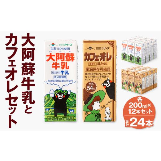 ふるさと納税 熊本県 菊池市 大阿蘇牛乳 1ケース(200ml×12本) カフェオレ 1ケース(200ml×12本) セット 計4.8L