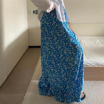 【韓國K.W.】輕量涼感柔嫩芬芳寬鬆韓國空運棉绸花苞顯瘦褲(小香風/休閒/日系/通勤/渡假)