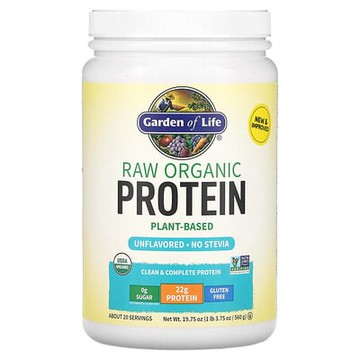 Garden of Life, 未加工有機蛋白質，有機植物配方，原味，19.75 盎司（560 克）