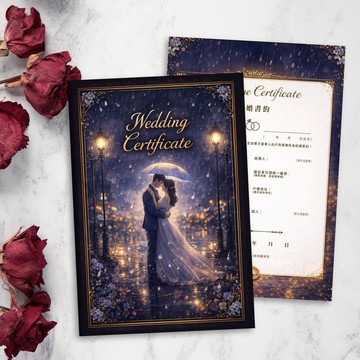 結婚證書夾(含書約) 結婚書約-戶政事務所適用-浪漫雨夜的約定