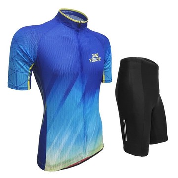 臺灣熱賣🔥 機車騎行服 騎行服 單車服 自行車衣服套裝 車衣 【減震膠墊】夏季透氣騎行服短袖男女套裝山地車服裝自行車上衣