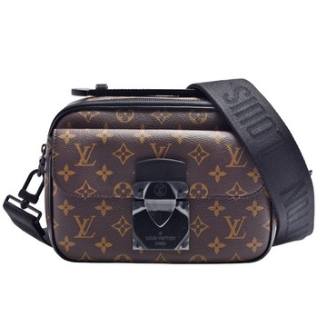 LV Louis Vuitton路易威登 M45806 經典S LOCK系列經典Monogram帆布手提/斜背郵差包