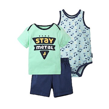 baby童衣 短袖套裝 純棉動物印花男寶 3件組 80049