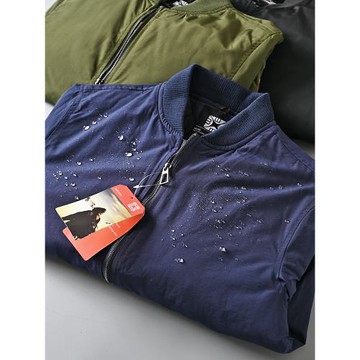 出口歐美單外貿男士秋冬防風防水經典棒球領飛行夾克絎棉休閑外套