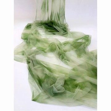 國風紗幔綠色水墨古風新中式涼亭裝飾網紗吊頂背景複古紗布料紮染 SWW6