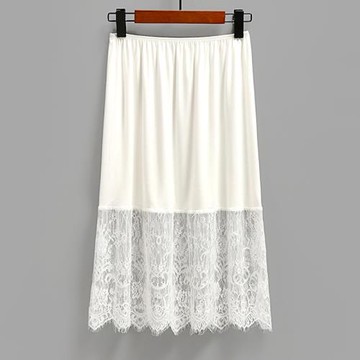 白色防透打底襯裙黑色花邊蕾絲拼接莫代爾內搭半身a字裙夏中長薄