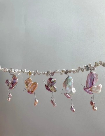 YuanPearl天然巴洛克花瓣形蝴蝶設計珍珠萬能扣吊墜