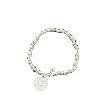 【巴黎精品】現貨+預購 925純銀手鍊圓牌手鏈-手工簡約不規則圓環女飾品a1bo69