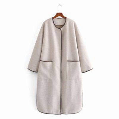 ロング丈 シンプル ゆったり レディース パイピングジャケット 長袖 無地 冬コートレディース パイピングコート 大人可愛い マキシ丈 通販 Lineポイント最大get Lineショッピング
