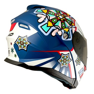 Nikko N902 / N-902 安全帽 #18萬花筒 消光藍 排扣 內藏式墨鏡 耳機槽 夜光 可樂帽 全罩