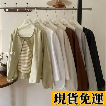 🌸限時下殺🌸秋季韓版新款小個子休閑長袖襯衫女百搭文藝外搭圓領上衣外套女