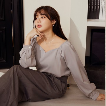 OB嚴選 雲朵自訂款-柔滑桃心領泡泡袖上衣 《AB19813》