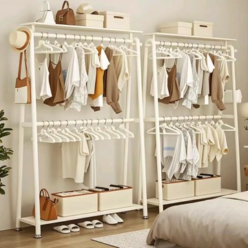 【台灣公司 可開發票】輕奢衣帽架落地式隔夜衣服收納神器上下雙層家用臥室內晾掛衣架子