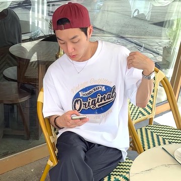 【AMERO】男裝 女裝 圓領 短袖 T恤 英文字印花 寬鬆 落肩 情侶裝