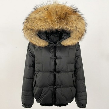 【巴黎精品】現貨+預購 頂級真狐狸毛領真羽絨外套白鴨絨外套羽絨衣秋冬大碼休閒女裝-連帽女外套6色a1ld35