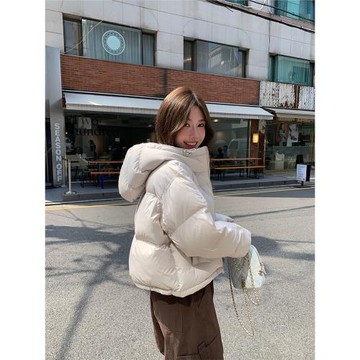 alex stevens肯豆風90白鴨絨短款羽絨服女冬季加厚連帽面包服外套