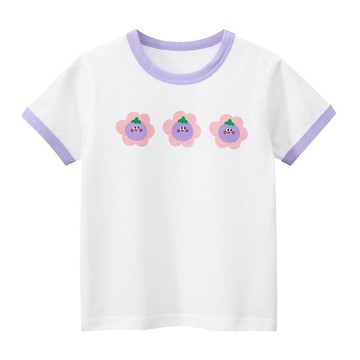 27home - 純棉短袖上衣-茄子花花-米白