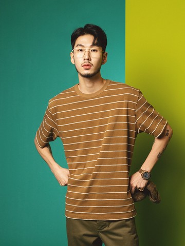 Striped Short Sleeve T-shirt Coca Mocha