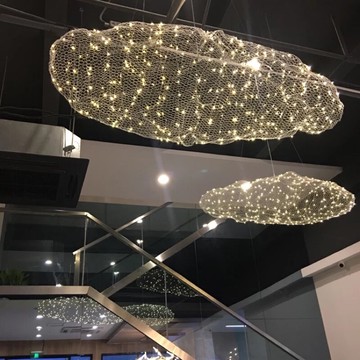 工業風吊燈餐廳燈具服裝店鋪網咖吧臺螢火蟲吊燈創意滿天星云朵燈