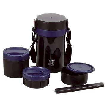 PEARL LIFE 珍珠金屬 保溫保冷不鏽鋼便當罐 HB-3776  海軍藍  2L  1個