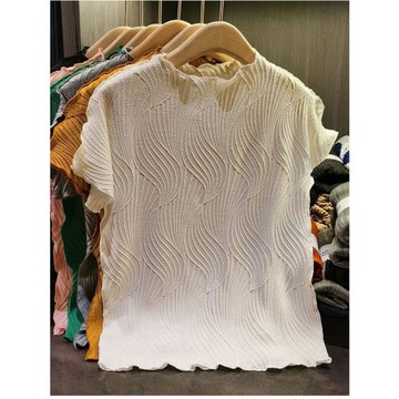 重工樹葉壓花洋氣上衣 夏季新款女士t恤短袖寬松女裝