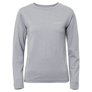 ├登山樂┤日本 mont-bell MW PLUS LIGHT L/S T 女款美麗諾羊毛長T 淺灰 # 1114607LGY