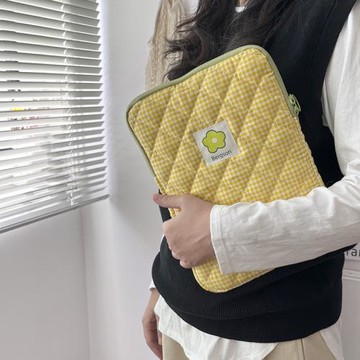 棋盤格子14寸電腦內膽包蘋果macbook11寸保護套手拿收納包平板包