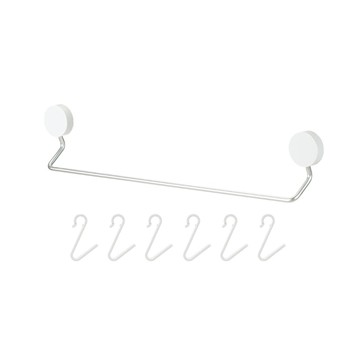 【日本霜山】日系簡約風無痕壁掛式加長掛桿(附小掛勾6入)