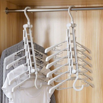 多功能一秒取衣摺疊衣架/魔術晾衣架(6掛架)-3入 單一規格