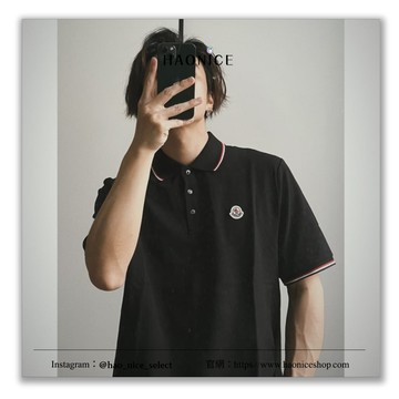 【HAO NICE】上海經銷商 MONCLER 法國精品 經典徽章logo素色短袖 POLO衫 商務