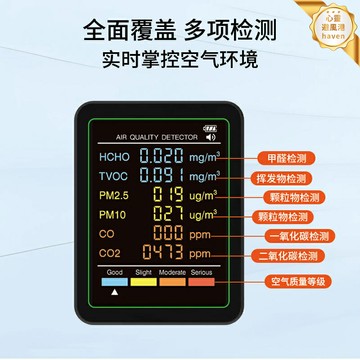 【六合一精準監測】甲醛檢測儀 空氣質量檢測儀 甲醛測試儀 顆粒物檢測儀 汙染氣體檢測儀 即時監測PM2.5 TVOC CO2 家用便攜式 新房裝修必備