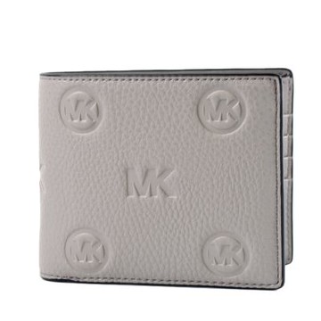 MICHAEL KORS 男款 Cooper 壓印LOGO荔枝紋八卡短夾/附證件夾-灰色