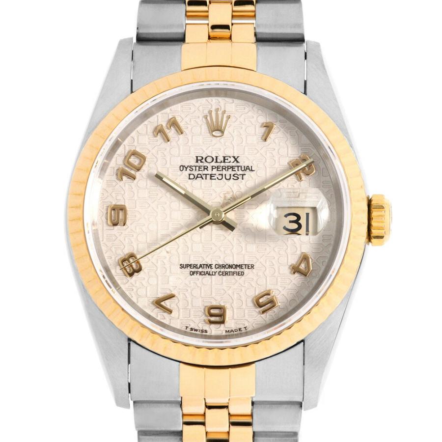 【116877】ROLEX ロレックス  16233 デイトジャスト アイボリー彫りコンピューター/アラビアダイヤル T番 YG/SS 自動巻き 当店オリジナルボックス 腕時計 時計 WATCH メンズ 男性 男 紳士