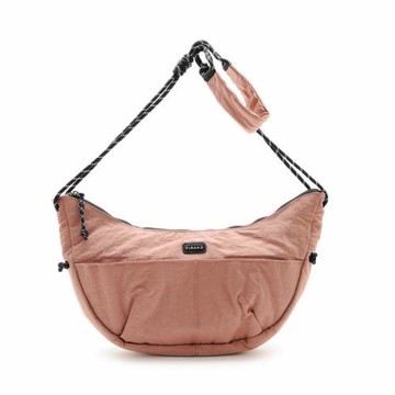 FIRANO-墊圈雙拉鍊尼龍口袋單肩/斜背包(裸粉色)