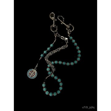 DALMATA 24SS“浮生”藍色鬆石不銹鋼複古寶石街頭拚接吊墜褲鏈