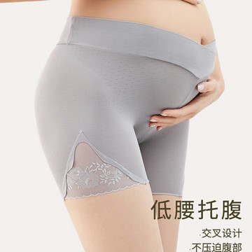 孕婦安全褲冰絲內褲二合一防走光純棉三分托腹四角孕期膚色打底褲