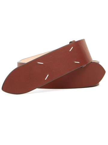 Maison Margiela - four-stitch logo leather belt - men - Leather - 90 - Brown