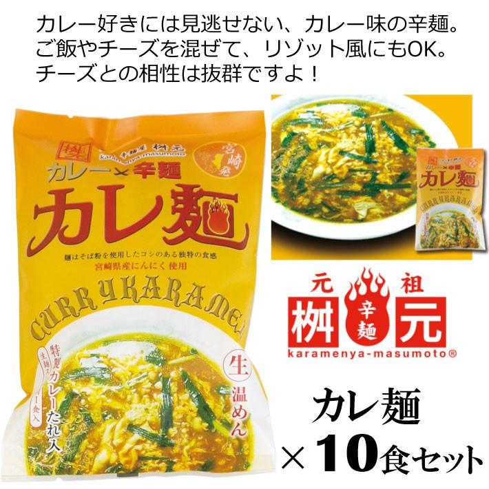 送料無料 辛麺屋 桝元 カレ麺 10食セット カレー 辛麺 生麺 九州 宮崎 TV ますもと 激辛 ラーメン（北海道・沖縄別途送料）