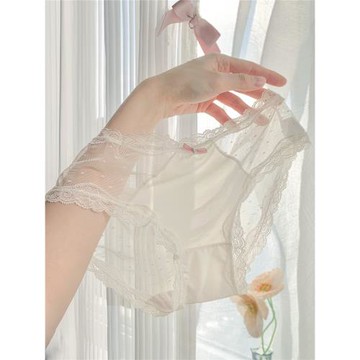 奶芙軟紗~女生冰絲三角褲透氣夏季蕾絲性感純欲內褲女士2025新款