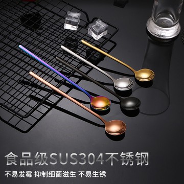 304不銹鋼勺子家用甜品勺咖啡勺吃飯調羹飯勺韓式長柄勺小湯勺
