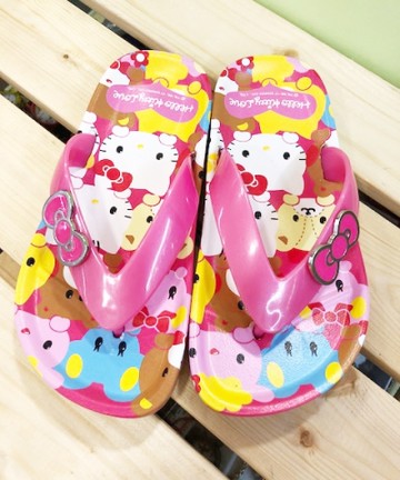 【震撼精品百貨】Hello Kitty 凱蒂貓~台灣製Hello kitty正版兒童夾腳拖鞋-滿版桃色(15-23號)#17936
