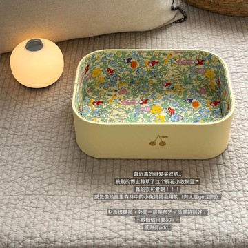 ✨可開發票#韓國櫻桃ins髮夾收納少女日式化妝飾品神器整理盒碎花桌麵#免運