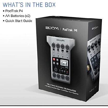 Zoom PodTrak P4 Portable Multitrack Podcast Recorder   64GB SDXC Memory Card   2x Dynamic Cardioid Handheld Mic   2x Stereo Headphones   2x Foam Winds