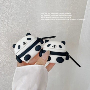呆萌可愛熊貓 藍牙耳機套 適用於 Apple Air Pods 1/2代 Pro2 Pro3 4代 防摔保護殼