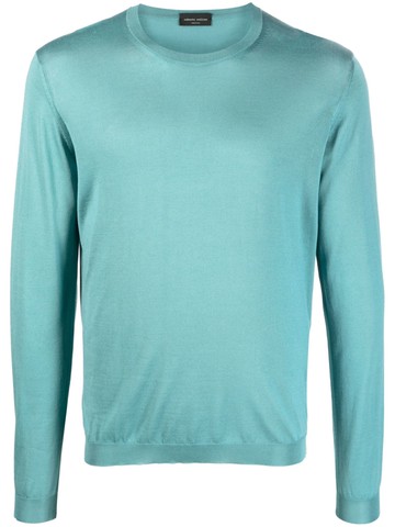Roberto Collina - crew-neck silk jumper - men - Silk - 52 - Blue