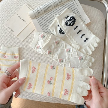 左右襪業 可愛五指襪卡通短襪春秋分指襪多色五趾襪棉襪吸汗透氣短筒女襪現貨精品