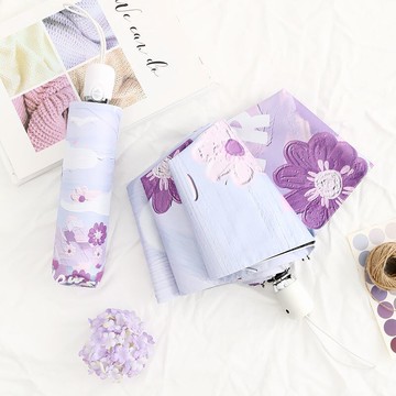 法式油畫ins太陽傘防曬防紫外線全自動雨傘女晴雨兩用5折疊遮陽傘